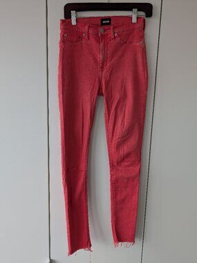 Hudson Barbara High Waist Super Skinny Raw Hem Jeans Coral Red [25]
